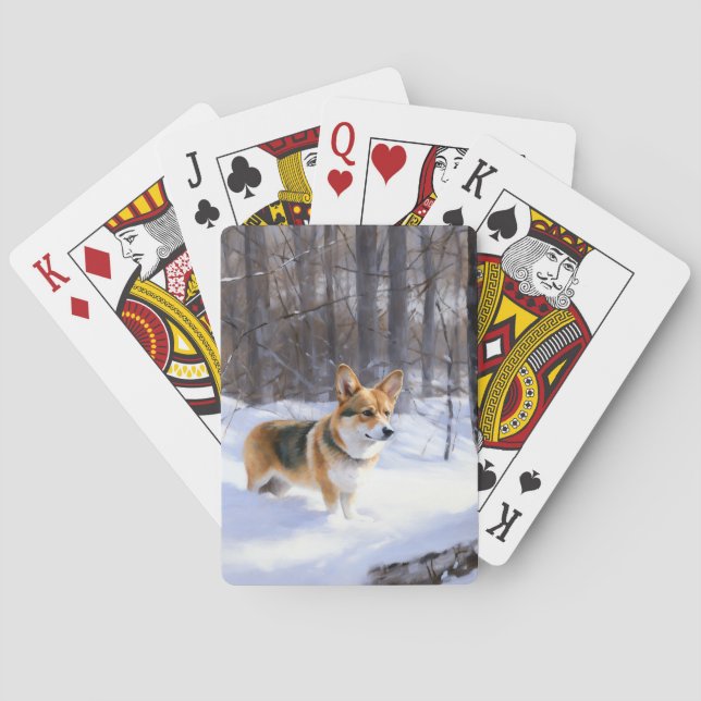 Corgi Let It Snow Christmas Poker Cards (Back)