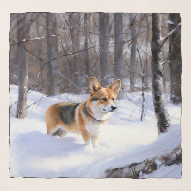 Corgi Let It Snow Christmas Scarf (Front)