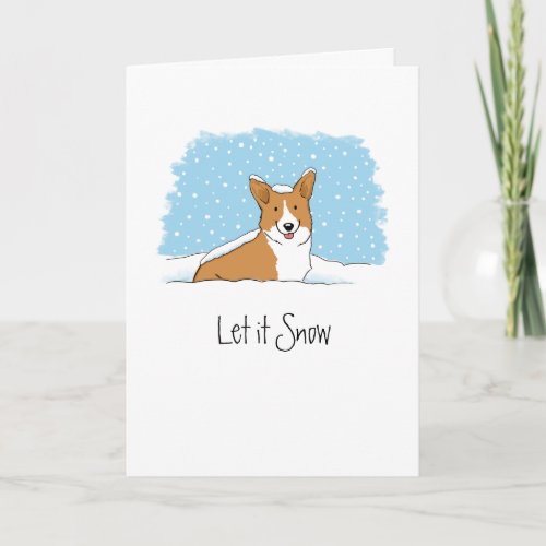 Corgi Let it Snow Cute Dog White Christmas Custom Holiday Card