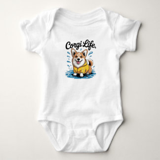Corgi Life – Cute Dog in Raincoat Vintage Baby Bodysuit