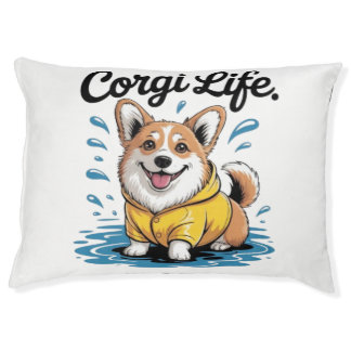 Corgi Life – Cute Dog in Raincoat Vintage Pet Bed