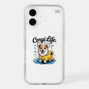 Corgi Life – Cute Dog in Raincoat Vintage iPhone 16 Case