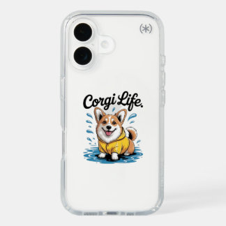 Corgi Life – Cute Dog in Raincoat Vintage iPhone 16 Case