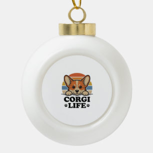 Corgi Life Shirt Vintage Engraving Dog Lover Art_1 Ceramic Ball Christmas Ornament