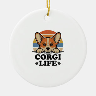 Corgi Life Shirt Vintage Engraving Dog Lover Art_1 Ceramic Ornament