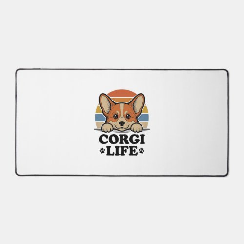 Corgi Life Shirt Vintage Engraving Dog Lover Art_1 Desk Mat