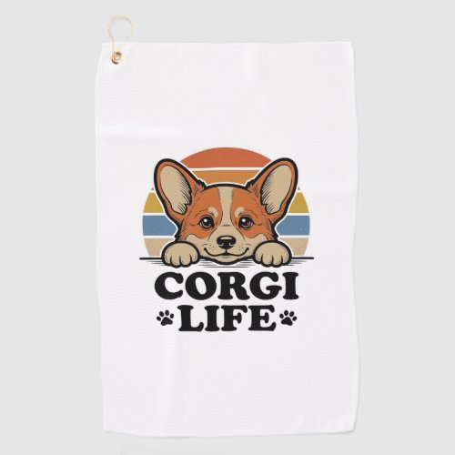 Corgi Life Shirt Vintage Engraving Dog Lover Art_1 Golf Towel