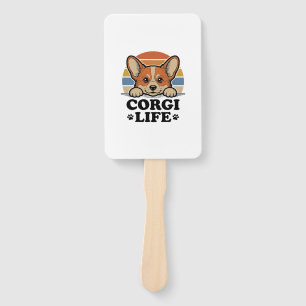 Corgi Life Shirt Vintage Engraving Dog Lover Art_1 Hand Fan