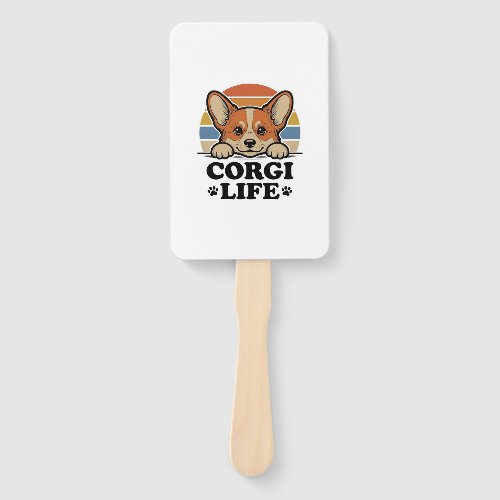 Corgi Life Shirt Vintage Engraving Dog Lover Art_1 Hand Fan