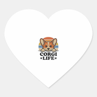 Corgi Life Shirt Vintage Engraving Dog Lover Art_1 Heart Sticker