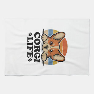 Corgi Life Shirt Vintage Engraving Dog Lover Art_1 Kitchen Towel
