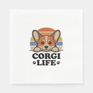 Corgi Life Shirt Vintage Engraving Dog Lover Art_1 Napkins