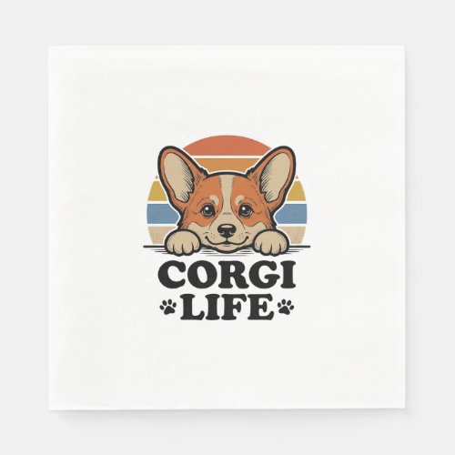 Corgi Life Shirt Vintage Engraving Dog Lover Art_1 Napkins