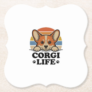 Corgi Life Shirt Vintage Engraving Dog Lover Art_1 Paper Coaster