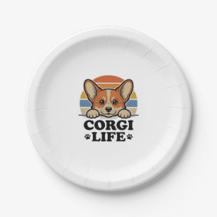 Corgi Life Shirt Vintage Engraving Dog Lover Art_1 Paper Plates