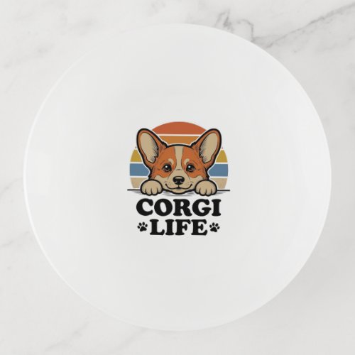 Corgi Life Shirt Vintage Engraving Dog Lover Art_1 Trinket Tray