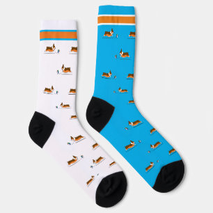 Corgi Life Women Socks Tricolor v1 Blue
