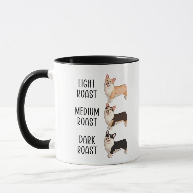 Corgi Light Medium Dark Roast Coffee Lover Gift Mu Mug (Left)