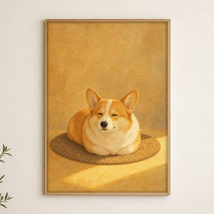 Corgi Loaf Watercolour Whimsical Art Poster