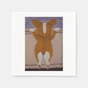 Corgi looking out window napkins