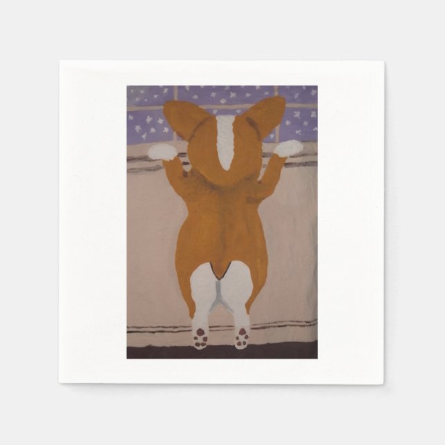 Corgi looking out window napkins (Front)