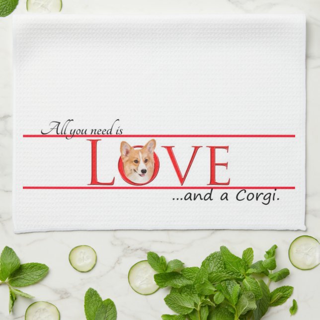 Corgi Love Kitchen Towel (Folded)