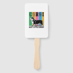 Corgi Love Shirt Vintage Engraving Dog Silhouette_ Hand Fan