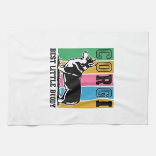 Corgi Love Shirt Vintage Engraving Dog Silhouette_ Kitchen Towel