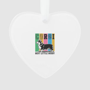 Corgi Love Shirt Vintage Engraving Dog Silhouette_ Ornament