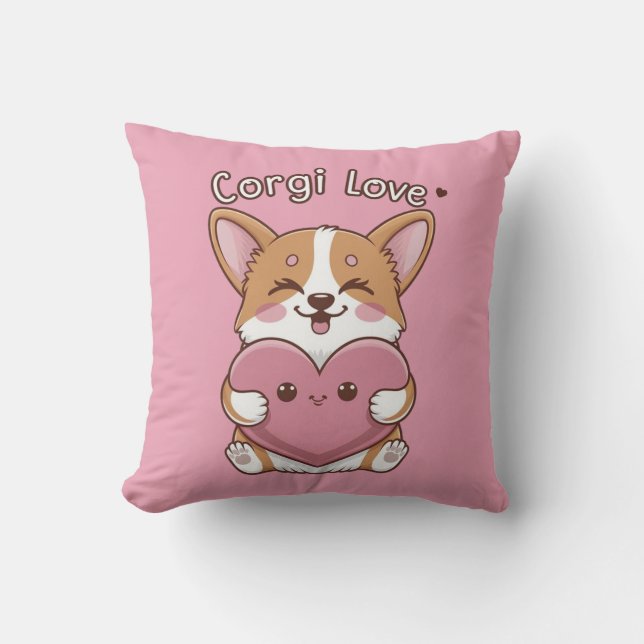 Corgi Love  Throw Pillow (Front)