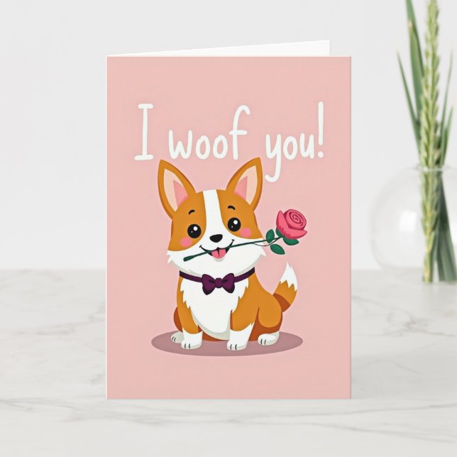 Corgi Love Woof You Dog Card (Front)