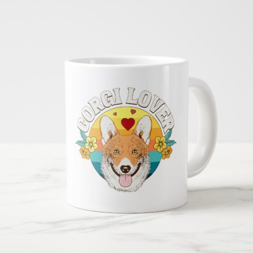 CORGI LOVER rainbow Giant Coffee Mug