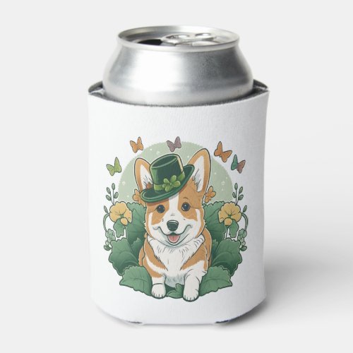 Corgi Lover Shamrock Happy St Patricks Day Can Cooler