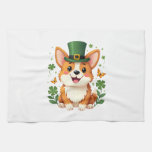 Corgi Lover Shamrock Happy St Patricks Day Kitchen Towel