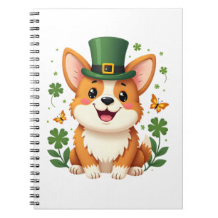 Corgi Lover Shamrock Happy St Patricks Day Notebook
