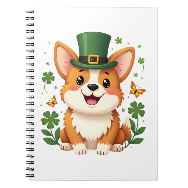 Corgi Lover Shamrock Happy St Patricks Day Notebook (Front)