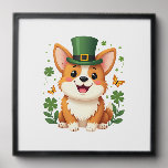Corgi Lover Shamrock Happy St Patricks Day Peel And Stick Photo Tile