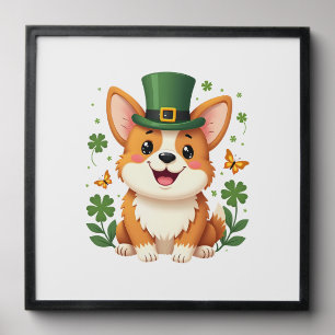 Corgi Lover Shamrock Happy St Patricks Day Peel And Stick Photo Tile