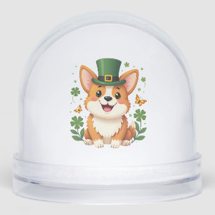 Corgi Lover Shamrock Happy St Patricks Day Snow Globe