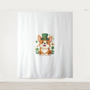 Corgi Lover Shamrock Happy St Patricks Day Tapestry