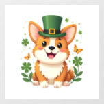 Corgi Lover Shamrock Happy St Patricks Day Wall Decal
