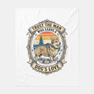Corgi Lover Shirt Vintage Dog Dad Engraving Design Fleece Blanket
