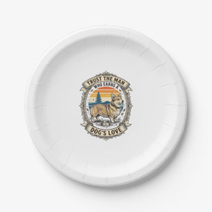Corgi Lover Shirt Vintage Dog Dad Engraving Design Paper Plates