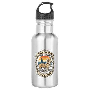 Corgi Lover Shirt Vintage Dog Dad Engraving Design Stainless Steel Water Bottle