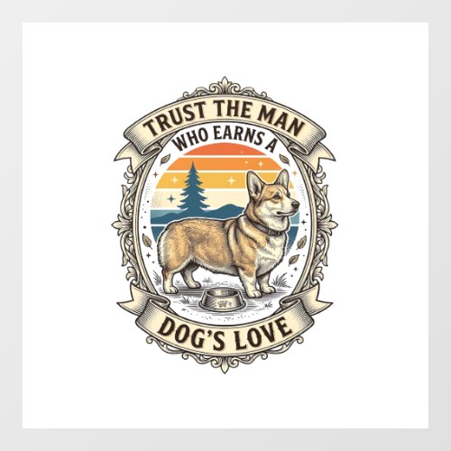 Corgi Lover Shirt Vintage Dog Dad Engraving Design Window Cling