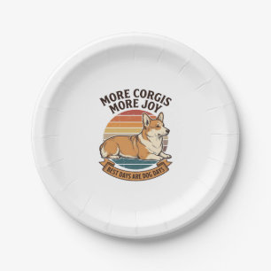Corgi Lover Shirt Vintage Engraving Dog Quote Desi Paper Plates