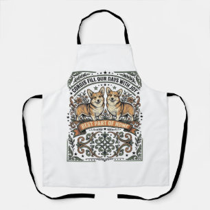 Corgi Lover Shirt Vintage Engraving Funny Dog Desi Apron