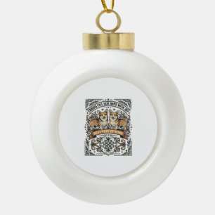 Corgi Lover Shirt Vintage Engraving Funny Dog Desi Ceramic Ball Christmas Ornament