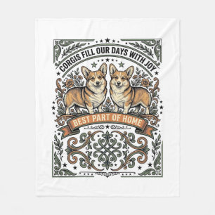 Corgi Lover Shirt Vintage Engraving Funny Dog Desi Fleece Blanket