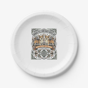 Corgi Lover Shirt Vintage Engraving Funny Dog Desi Paper Plates